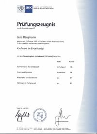 Pr&uuml;fungszeugnis Kaufmann im EH - 2009