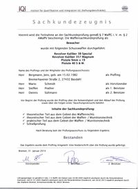 Sachkundepr&uuml;fung gem&auml;&szlig; &sect;7 Waffengesetz - 2014